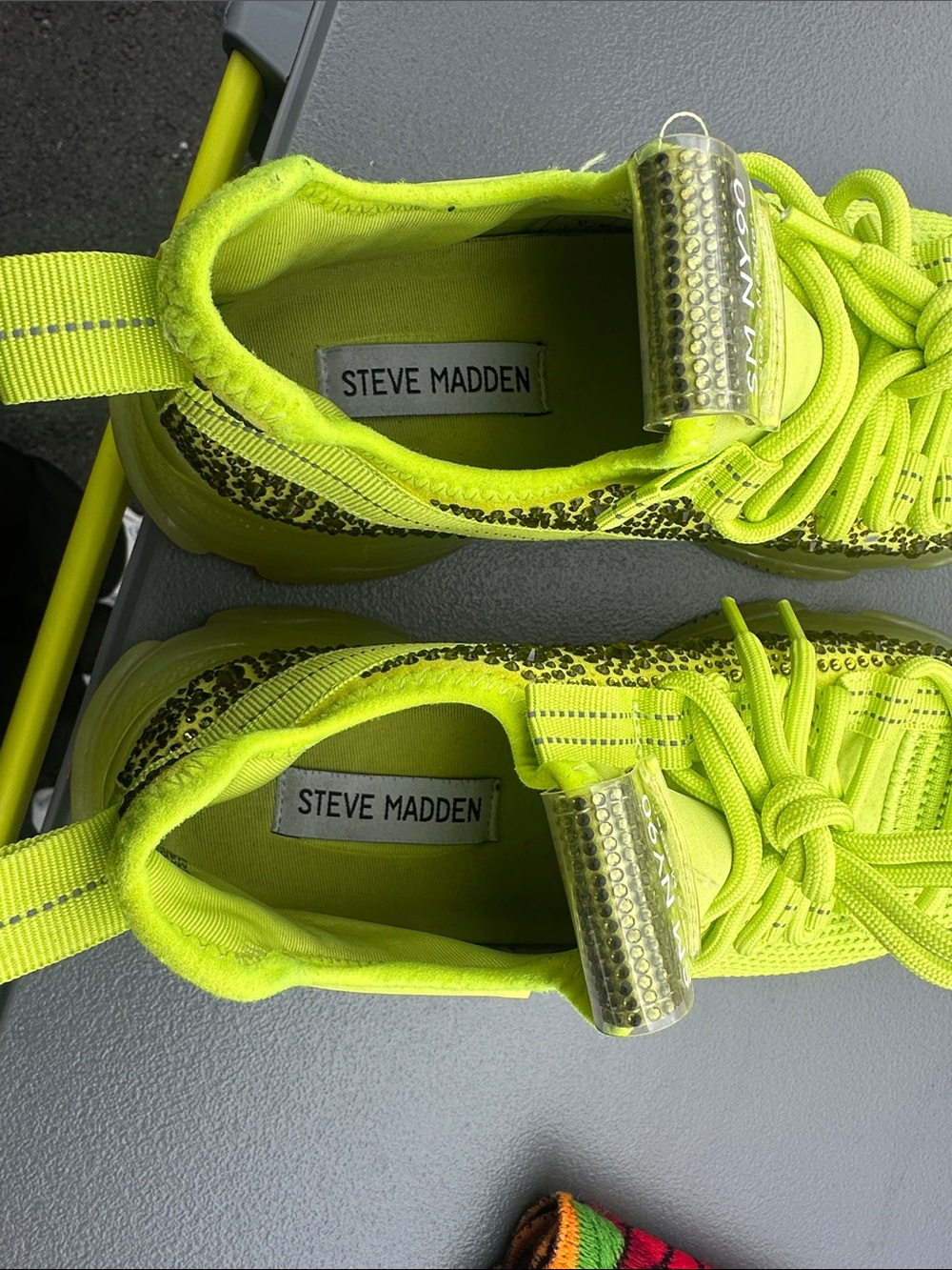Steve Madden Kids Neon Lime Knit Lace-Up Sneakers - Picture 5 of 6